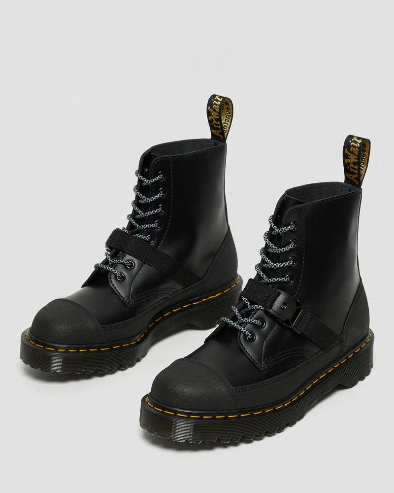 Black Women's Dr Martens 1460 Bex Tech Made in England Leather Lace Up Boots | CA 152JPQ